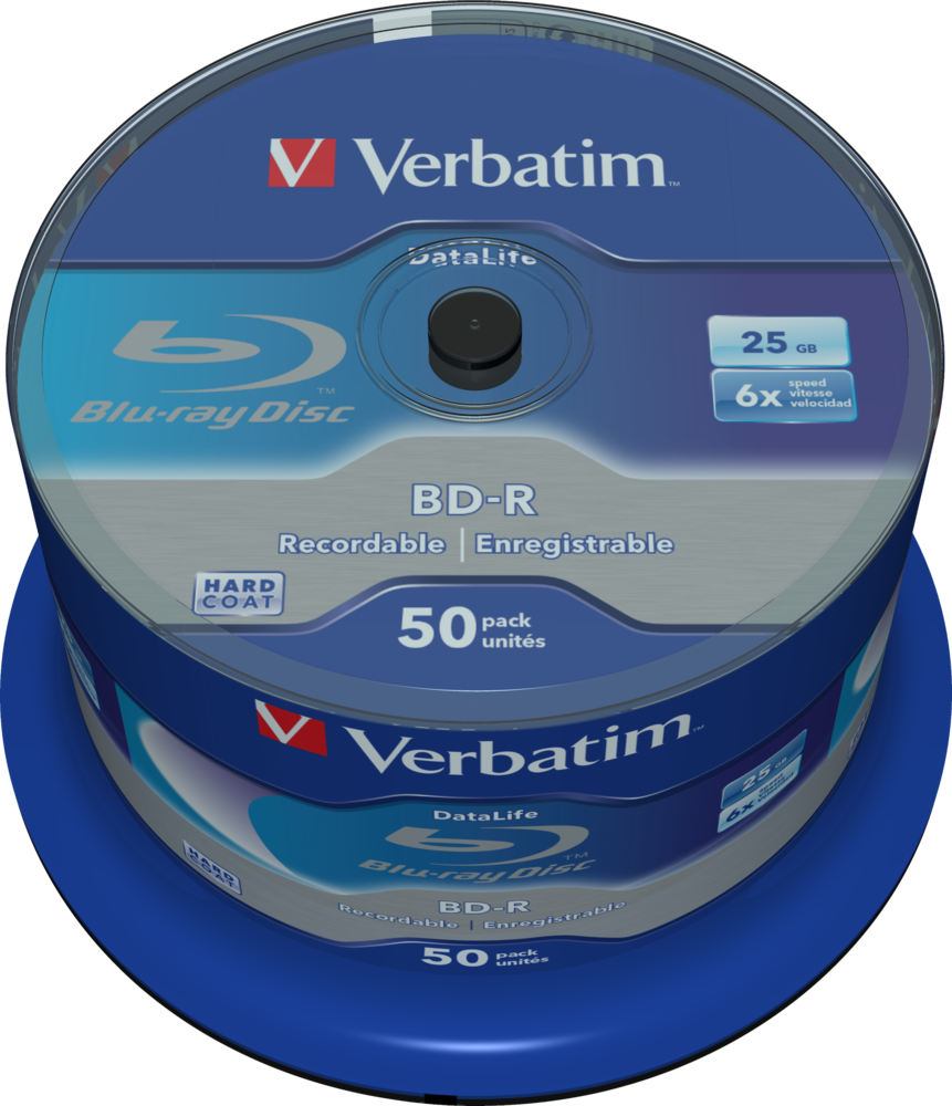 BD-R SL Datalife 25GB 6x 50 Pack Spindle | Blu-ray | Verbatim 