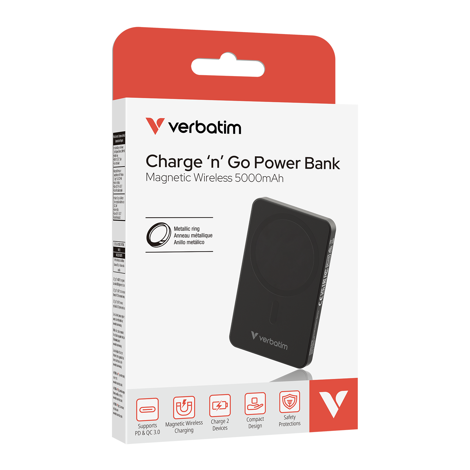 Chargeur sans fil magnétique Charge 'n' Go Essentials 5000 mAh Noir