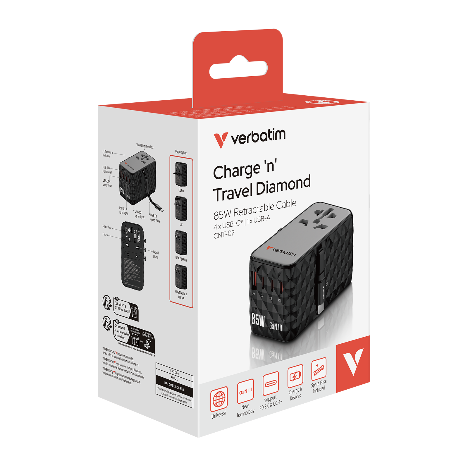 Charge 'n' Travel GaN III Universal Travel Adapter 85W