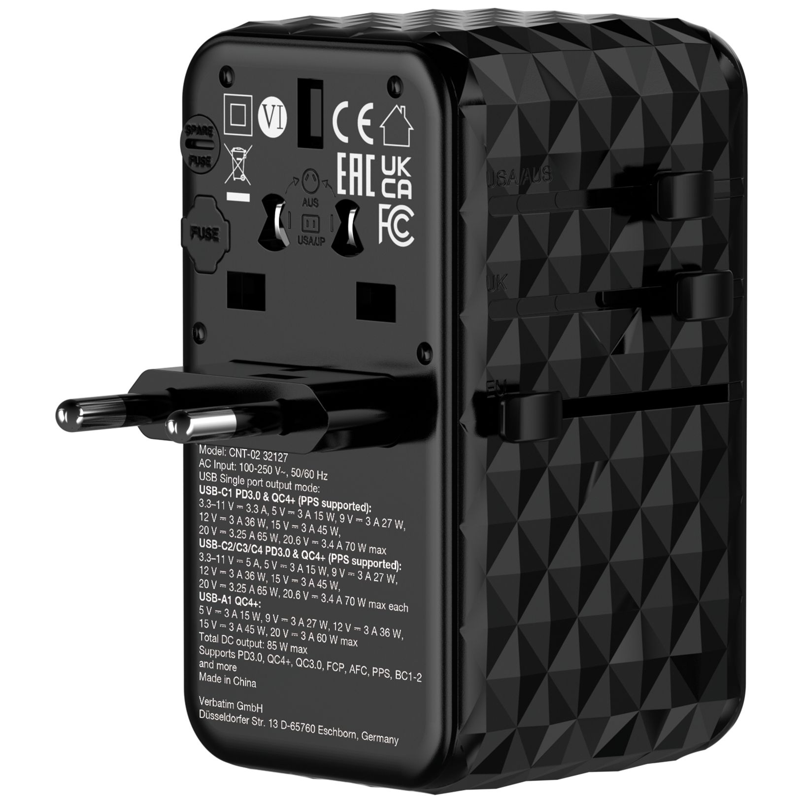 Adaptador de viaje universal Charge 'n' Travel GaN III de 85 W