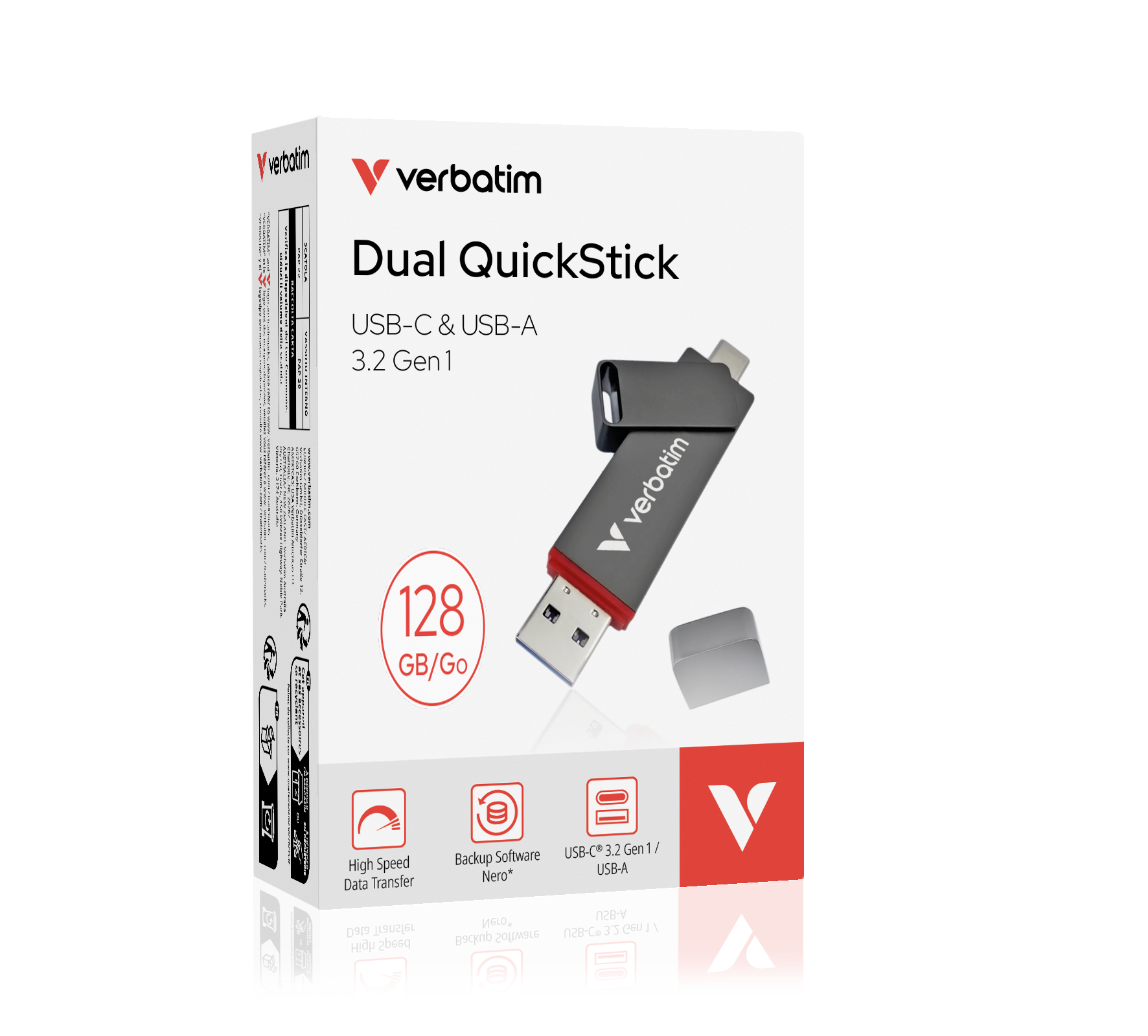 Dual QuickStick USB-C/USB-A Flash Drive 128GB