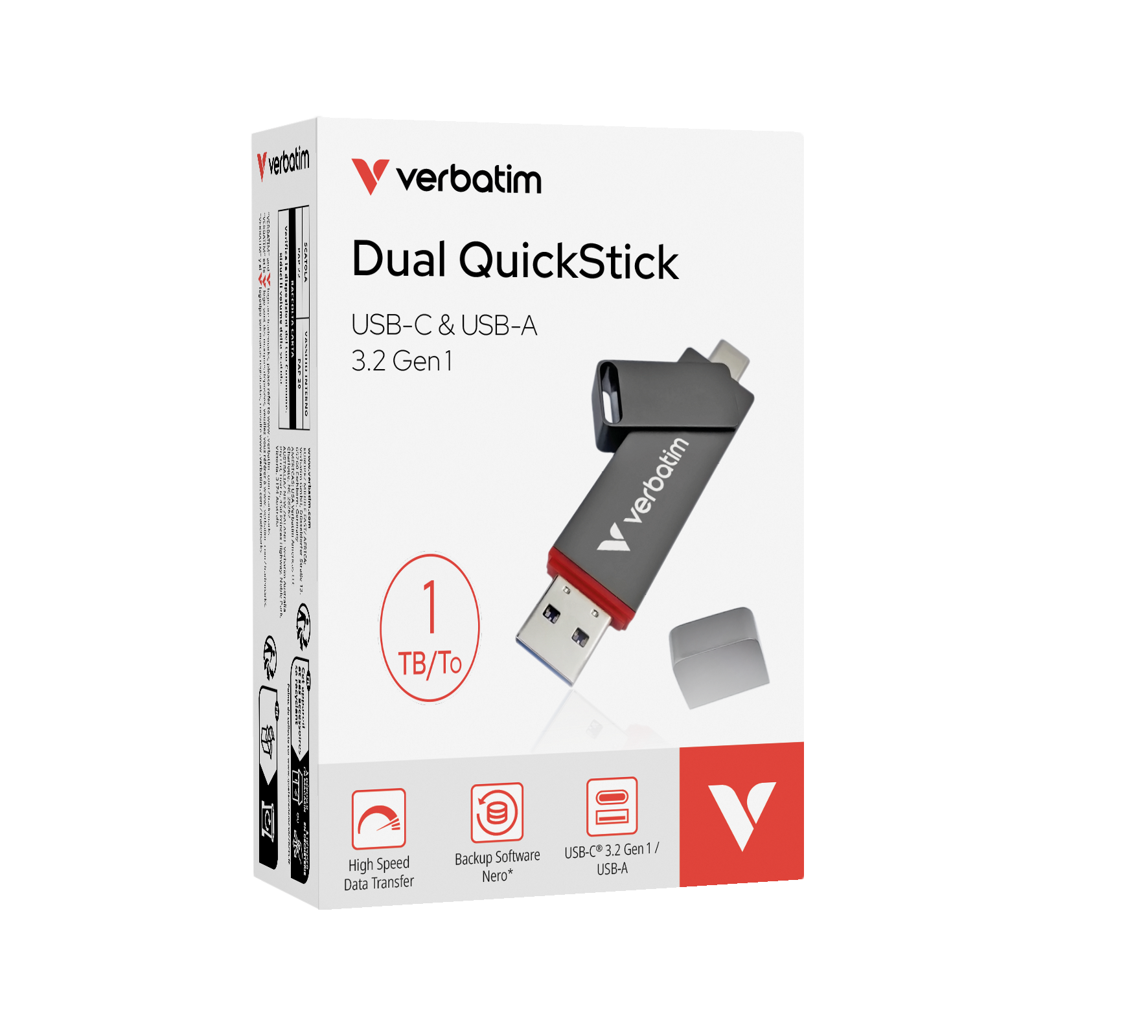 Dual QuickStick USB-C/USB-A Flash Drive 1TB